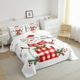 thumbnail image 3 of Manfei Kawaii Christmas Snowman Queen Comforter Set,Xmas Flower Bedding Sets,Red White Green Bedding Comforter Set For Kids,Microfiber Bedroom Decor Reversible,3-Piece, 3 of 8