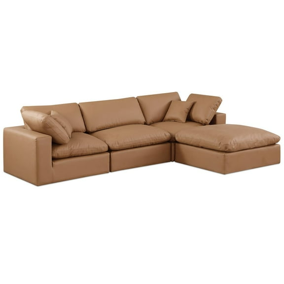 Meridian Furniture Comfy Cognac Faux Leather Modular Sectional