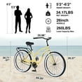 thumbnail image 2 of 26" Women's Beach Cruiser Bike,Single Speed Bicycle for Women,Yellow, 2 of 6