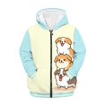 thumbnail image 3 of POLERO Girls Graphic Hoodies Size 6-7 Years Long Sleeve Cartoon Puppy Yellow Blue Print Zip Up Hooded Sweatshirt Cute Casual Tops for Girl, 3 of 7
