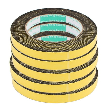 5Pcs 12mm x 1mm Single Sided Self Adhesive Shockproof Sponge Foam Tape 5M Length