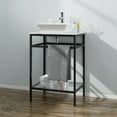 thumbnail image 5 of 24" Bathroom Vanity with Single Sink Countertop, Modern Bathroom Cabinet and Sink Combo, Tempered Glass Open Shelf, Metal Frame, Black, 5 of 8