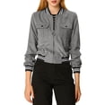 thumbnail image 2 of INSPIRE CHIC Blousons Bomber à Manches Longues pour Femmes à Col Montant, à Fermeture Éclair, avec Poches à Rabat, 2 of 7