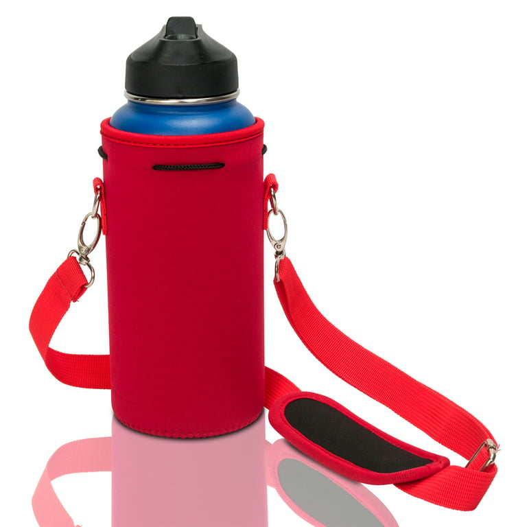 LARGE Water Bottle Carrier Neoprene Holder with Adjustable Padded