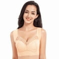 thumbnail image 2 of Cute Sports Bras Women Plus Size Sports Extra-Elastic Breathable Lace Trim Bra V-Neck Lightly Lined Bra Feature Hook and Eye Closure T-Shirt Bra Style Y-637 , Beige 50, 2 of 3