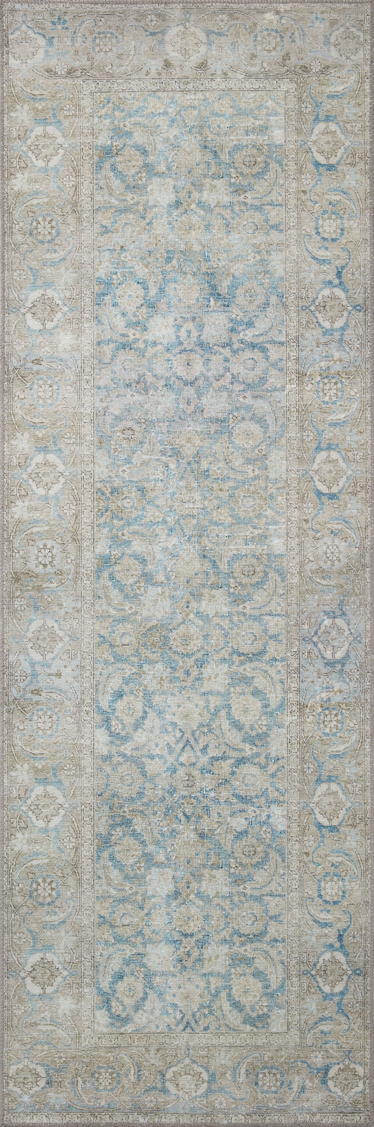 Loloi Wynter WYN-10 Ocean / Silver Oriental Area Rug 2'-6" x 12'-0"