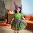 thumbnail image 2 of bbymog Halloween Costumes Girls' Fashion Performance Dresses Ctue Crewneck Short Sleeve Party Dress with Hat + Belt Girls Clothes Green 9 Years, 2 of 9