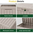 thumbnail image 4 of LOJIAWOWE 45 Gallon Outdoor Deck Box, Lockable Waterproof Storage Box for Patio Cushions & Garden Tools, Weatherproof Deck Storage Container with Tool-Free Assembly (Light Brown), 4 of 7