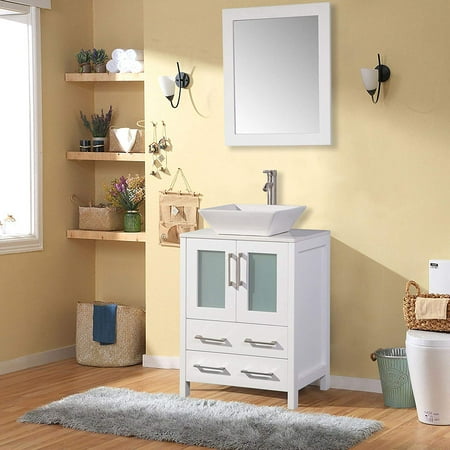 24 Inch Vanity Set - Vanity Art 24-inch Single Sink Bathroom Vanity Set With Ceramic Top