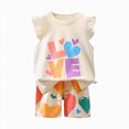 thumbnail image 4 of TOWED22 Infant Girl Lovely Clothing 2pcs Outfits Tank Top Sleeveless Tee Shorts Cute Toddler Summer Sets Sweet(Beige,4-5 Y), 4 of 4
