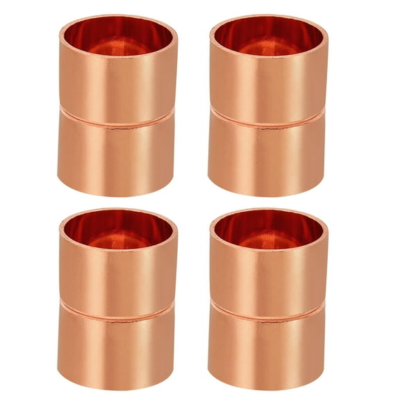 Uxcell 7/8 Inch ID Copper Coupling Fittings, 4 Pcs Rolled Tube Stop Straight Pipe Fitting Welding Joint for HVAC