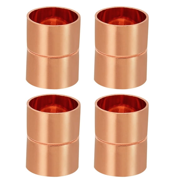 Unique Bargains 7/8 Inch ID Copper Coupling Fittings, 4 Pcs Rolled Tube Stop Straight Pipe Fitting Welding Joint for HVAC