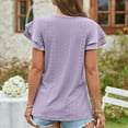 thumbnail image 7 of Fashion Women's Summer V-Neck Solid Short Sleeve Sexy Top Blouse Cropped T Shirts for Women ,Purple,S, 7 of 7