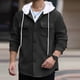 thumbnail image 1 of pstuiky camisetas de manga larga para hombre, Sudadera deportiva con bolsillo y manga larga de color liso para hombre, estilo moderno, con cuello alto tops de invierno para hombre s, 1 of 9