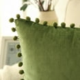 thumbnail image 5 of Phantoscope Pom Pom Velvet Series Decorative Throw Pillow, 18" x 18", Green, 2 Pack, 5 of 6