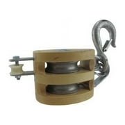3" Double Pulley Wooden Shell Rope Block