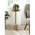 thumbnail image 7 of Kate and Laurel Xyler Round Wood and Metal Drink Table, 10 x 10 x 24, Walnut Brown Wood and Antique Brass, Mid-Century Plant Pedestal Table for Storage and Display, 7 of 7