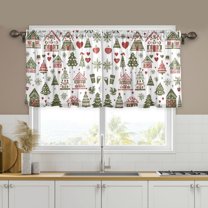 Yayeee Kitchen Curtains Set of 2 Light Filtering 57"x24" Over Sink Window Panels, Green Nordic Christmas
