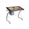 thumbnail image 2 of Melo 41-inch Glass Top Drafting Table with Storage Silver, 2 of 4