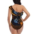 thumbnail image 5 of Cauagu Butterfly On Sunflower Print Women's Sexy One Piece Swimsuits One Shoulder Ruffle Tummy Control Bathing Suit Slimming Swimwear-Large, 5 of 6