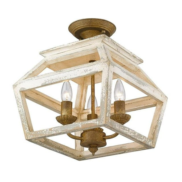 Golden Lighting 0839-SF BC 13 in. Haiden 3 Light Semi Flush in Burnished Chestnut