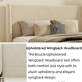 thumbnail image 4 of King Size Bed Frame with Wingback Headboard, Solid Wood Upholstered Platform with Round Legs, No Box Spring Needed, Cream, 4 of 7
