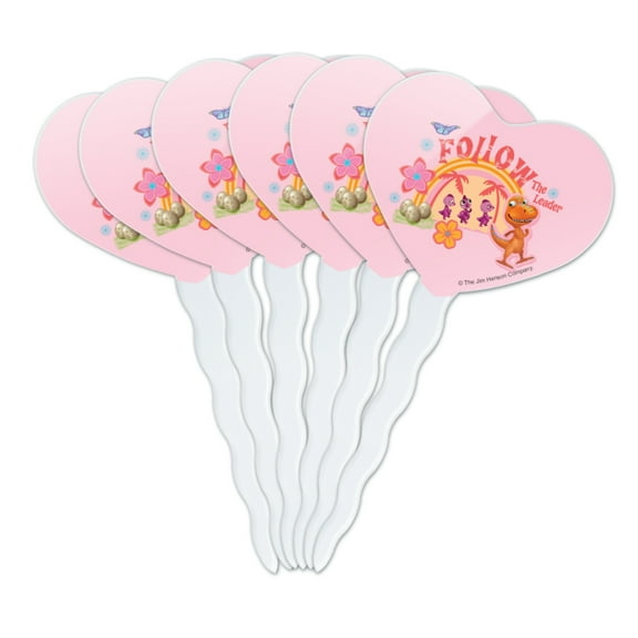 Dinosaur Train Follow the Leader Heart Love Cupcake Picks Toppers Decoration Set of 6