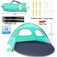 thumbnail image 7 of WhiteFang Beach Tent Anti-UV Portable Sun Shade Shelter for 3 Person, Extendable Floor with 3 Ventilating Mesh Windows Plus Carrying Bag, Stakes and Guy Lines (Turquoise Green ), 7 of 7