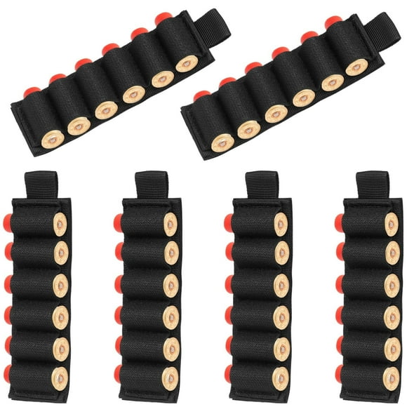 6 PCS Round Shell Card Holder, Buttstock Shell Holders, Side Saddle Shell Carriers for Rifle Shotgun Cartridge with Molle Utility Pouch Hook and Loop