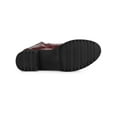 thumbnail image 5 of BLISSFUL STEP Women's Buckle Zipper Block Heel Combat Boots Burgundy 8.5, 5 of 7