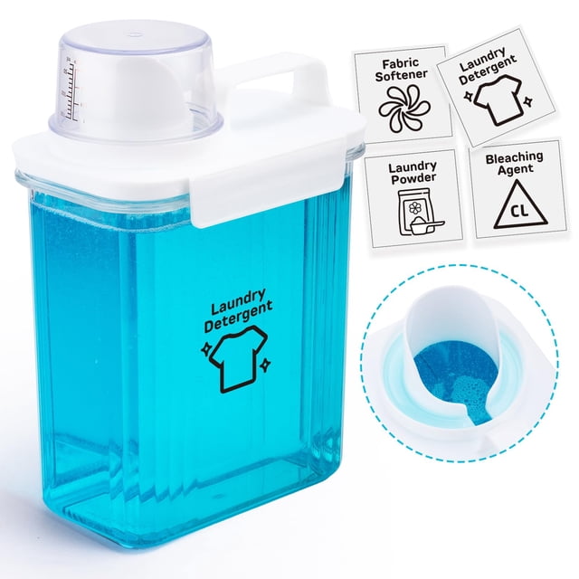 Bikkii Laundry Detergent Dispenser-1 Pack, 71 oz Detergent Dispenser with 4 Removable Labels, Laund