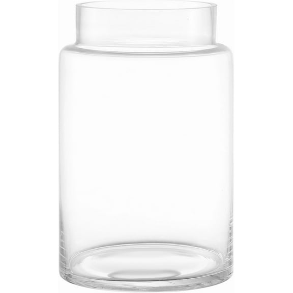 Large Clear Glass Vase - 9 Inch Tall Wide Mouth Vase for Flower Bouquets, Home Decor Centerpiece for Wedding, Living Room, Coffee Table, Office