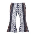 thumbnail image 1 of Femmes Boho Imprimé Pantalon Évasé Hippie Taille Haute Imprimé Jambe Large Longue Évasée Pantalon Bas Bell, 1 of 6