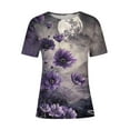 thumbnail image 3 of Summer Blouses Tops for Womens Plus Size Fashion Floral Print Shirts Loose Casual Pullover Short Sleeve T-Shirts Top, 3 of 4