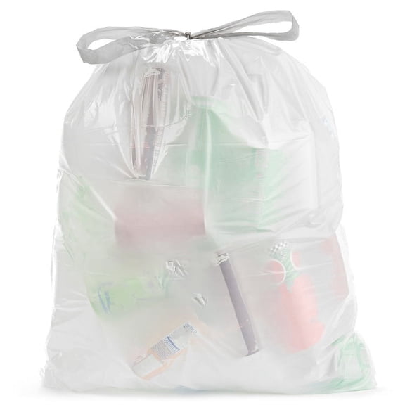 Ultrasac 8-12 Gallon 1.14 MIL White Drawstring Trash Bags - 21.5" x 30" - Pack of 75 - Fits simplehuman J