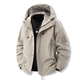 thumbnail image 4 of Men's Casual Loose Waterproof Windbreaker - Hooded Jacket, Khaki, XXL, 4 of 5