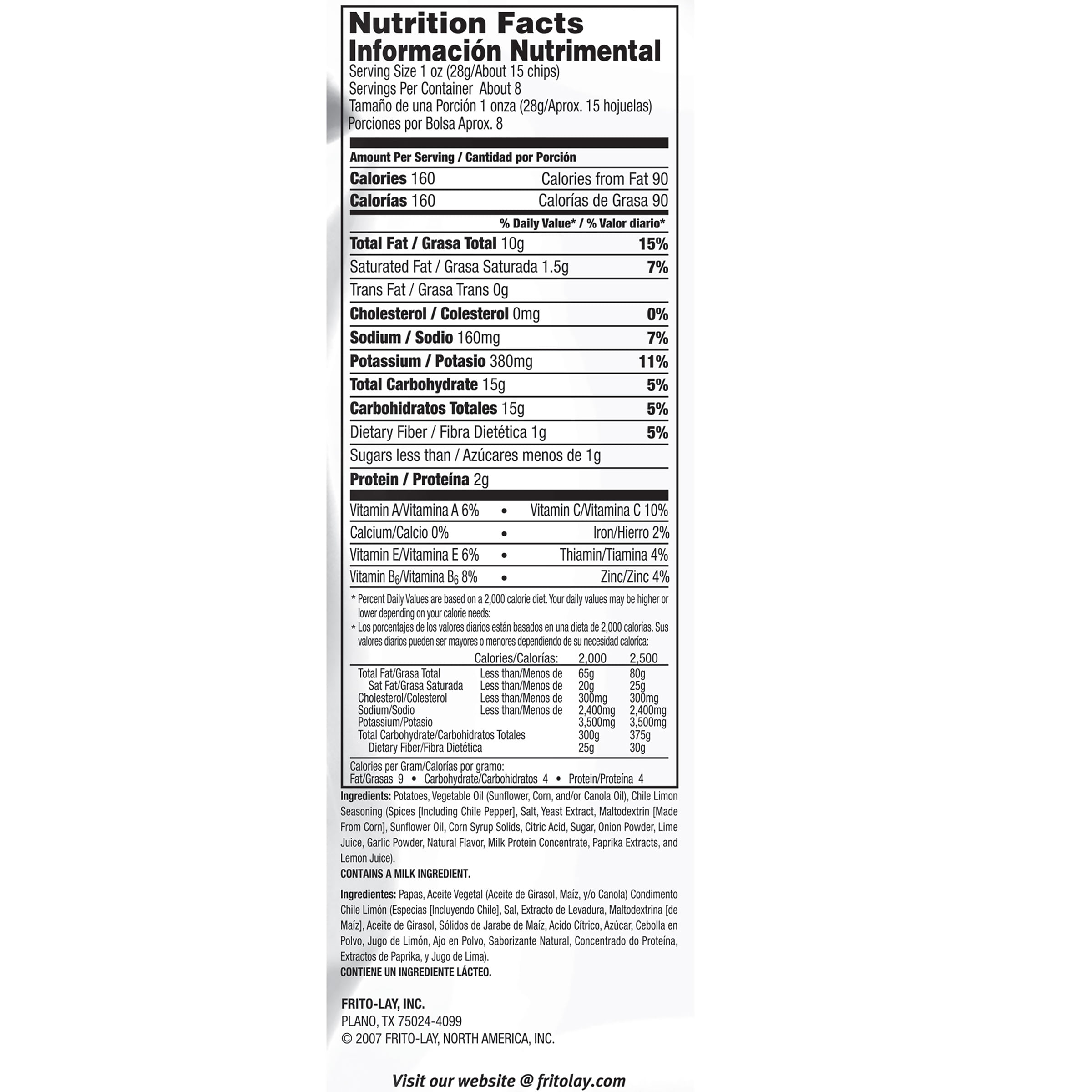 Frito Lay Chips Nutrition Facts Besto Blog