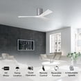 thumbnail image 2 of Matthews Fan Company IR3H-BN-MWH-60 Irene 60" Brushed Nickel Hugger Ceiling Fan with 3 Matte White Blades, Remote and Wall Control, Indoor/Outdoor Damp Rated, 2 of 6