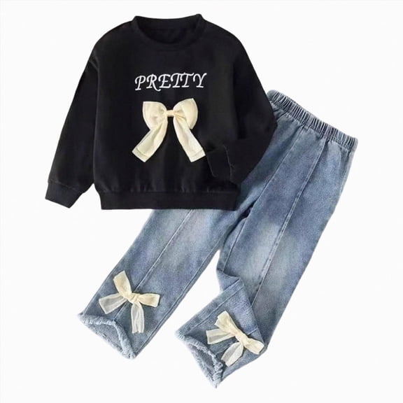 Duqingm Toddler Girl Clothes Sets, 2Pcs Cute Fall Outfit for Little Girls, Long Sleeve Top Pants for Size 3-7T,3-4 Years