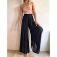 thumbnail image 5 of Women Casual High Waist Spring Fall Solid Color Long Wide Leg Pants Casual with Pockets Black XL, 5 of 10