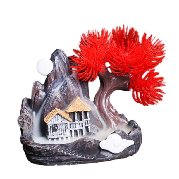 Soporte de incienso en cascada, escultura de resina, estatua de rocalla, adorno de escritorio para Yoga, regalo de inauguración de la casa, decoración mayimx Quemador de incienso de reflujo