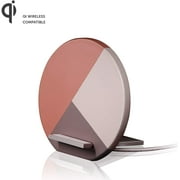 Native Union Dock Marquetry Wireless Charger - Genuine Italian Leather High Speed [Qi Certified] 10W Versatile Fast Wireless Charging Stand - Compatible with iPhone 11/11 Pro/11 Pro Max/XS (Rose)