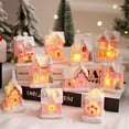 thumbnail image 6 of Christmas Village Glowing House Ornament Tabletop Lighting House Resin Crafts Decoration for Home Holiday Xmas Party Kids Gift Living Room Office Bedroom,Cute Resin Houses Table Decor 2.9"x2"x1.8", 6 of 9