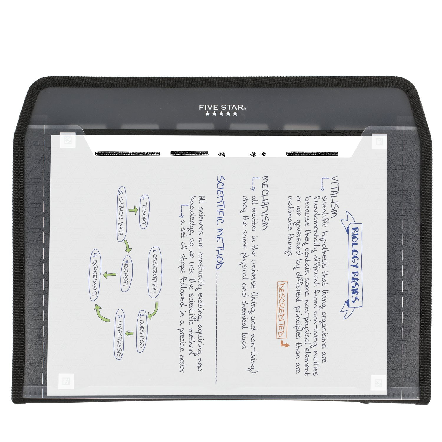 Five Star Customizable 7-Pocket Expanding File - Black (350099A-WMT)