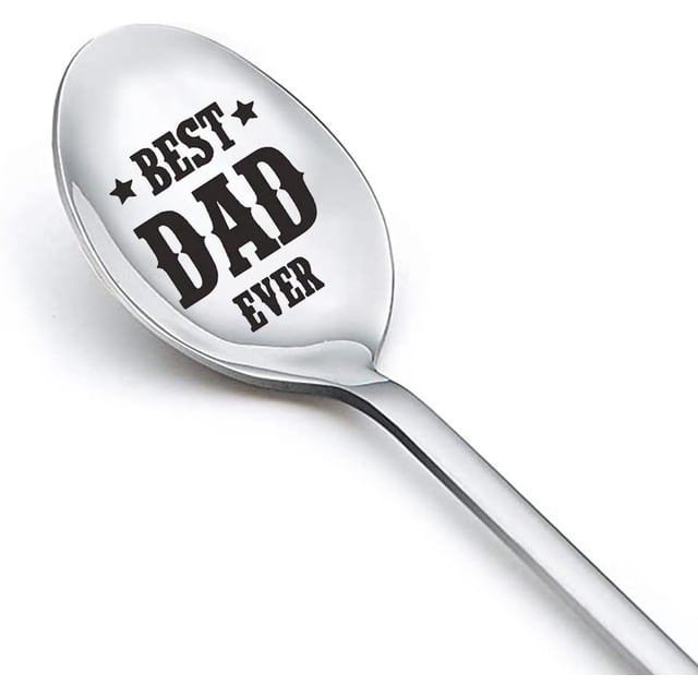 Best DAD Ever Spoons Gifts Birthay Fathers Day Gift Idea Dad Cereal Peanut Butter Spoons - Gift from Son Daughter Engraved Tablespoon Long Handle Spoon 7-Inch Ice Cream Shovel