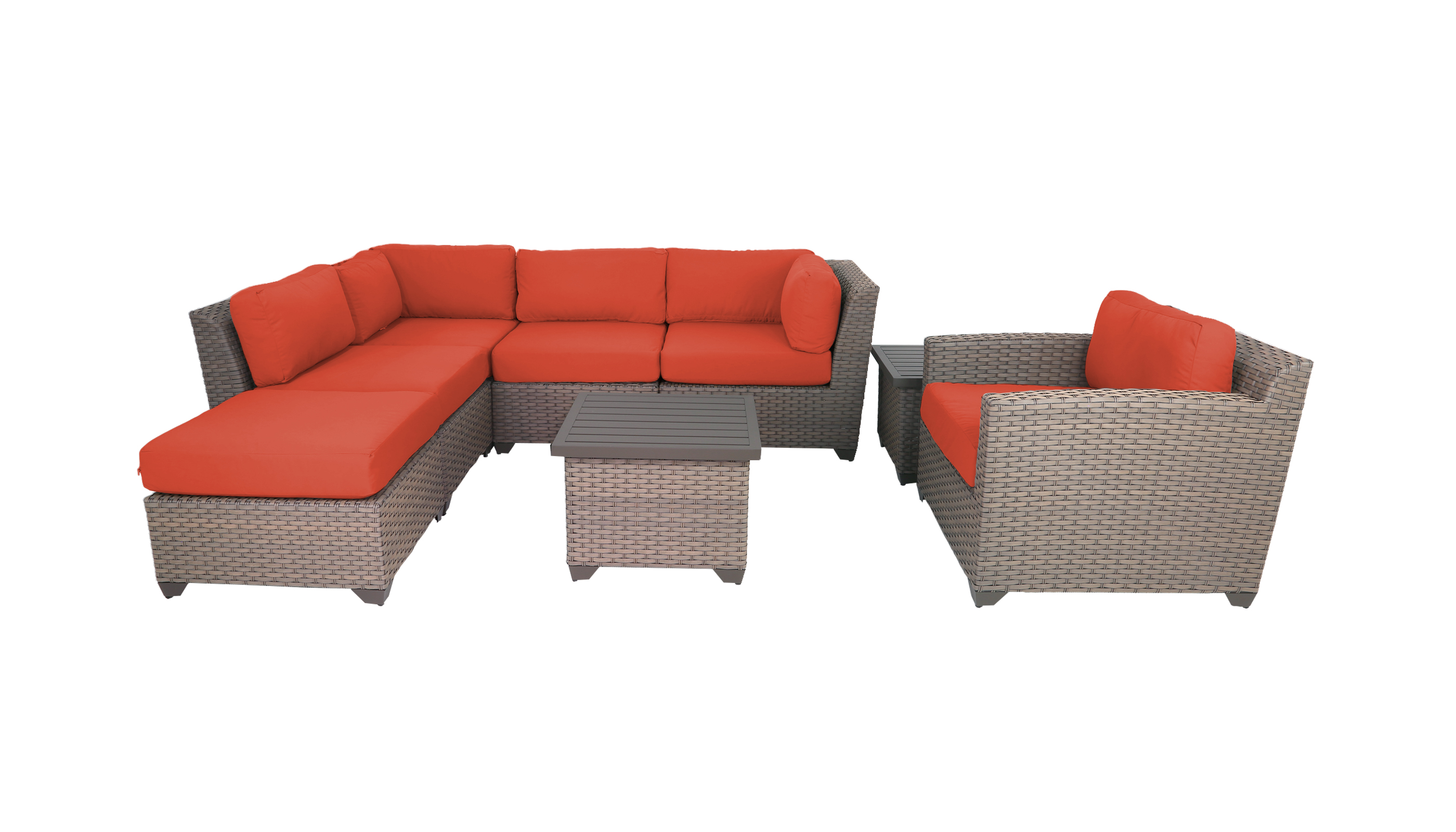 TK Classics Florence Wicker 8 Piece Patio Conversation Set with End Table and 2 Sets of Cushion Covers - image 2 of 12