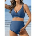 thumbnail image 4 of Sociala Womens Two Piece Maternity Swimsuit V Neck Bikini Sets Ruched Bathing Suits, 4 of 7