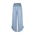 thumbnail image 7 of Wdfiry Womens Pants Wide Leg Ruffle Loose Pants Elastic High Waist Long Pants, 7 of 7
