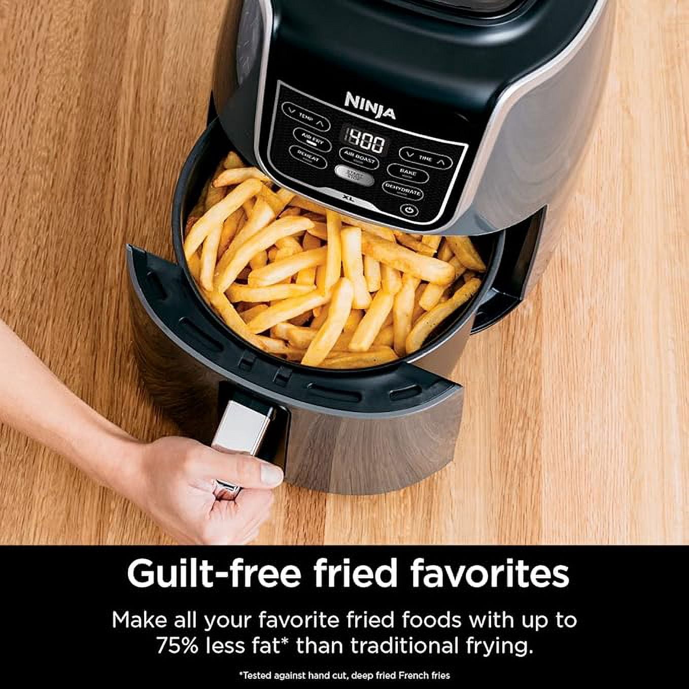 Ninja AF150AMZ Air Fryer XL, 5.5 Qt. Capacity that can Air Fry, Air Roast, Bake, Reheat & Dehydrate, with Dishwasher Safe, Nonstick Basket & Crisper Plate and a Chef-Inspired Recipe Guide, Grey