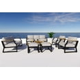 thumbnail image 6 of 7 Pcs Outdoor Patio Furniture Set Aluminum Conversation Set Sectional Sofa Set with Table and Ottoman, Black, 6 of 8